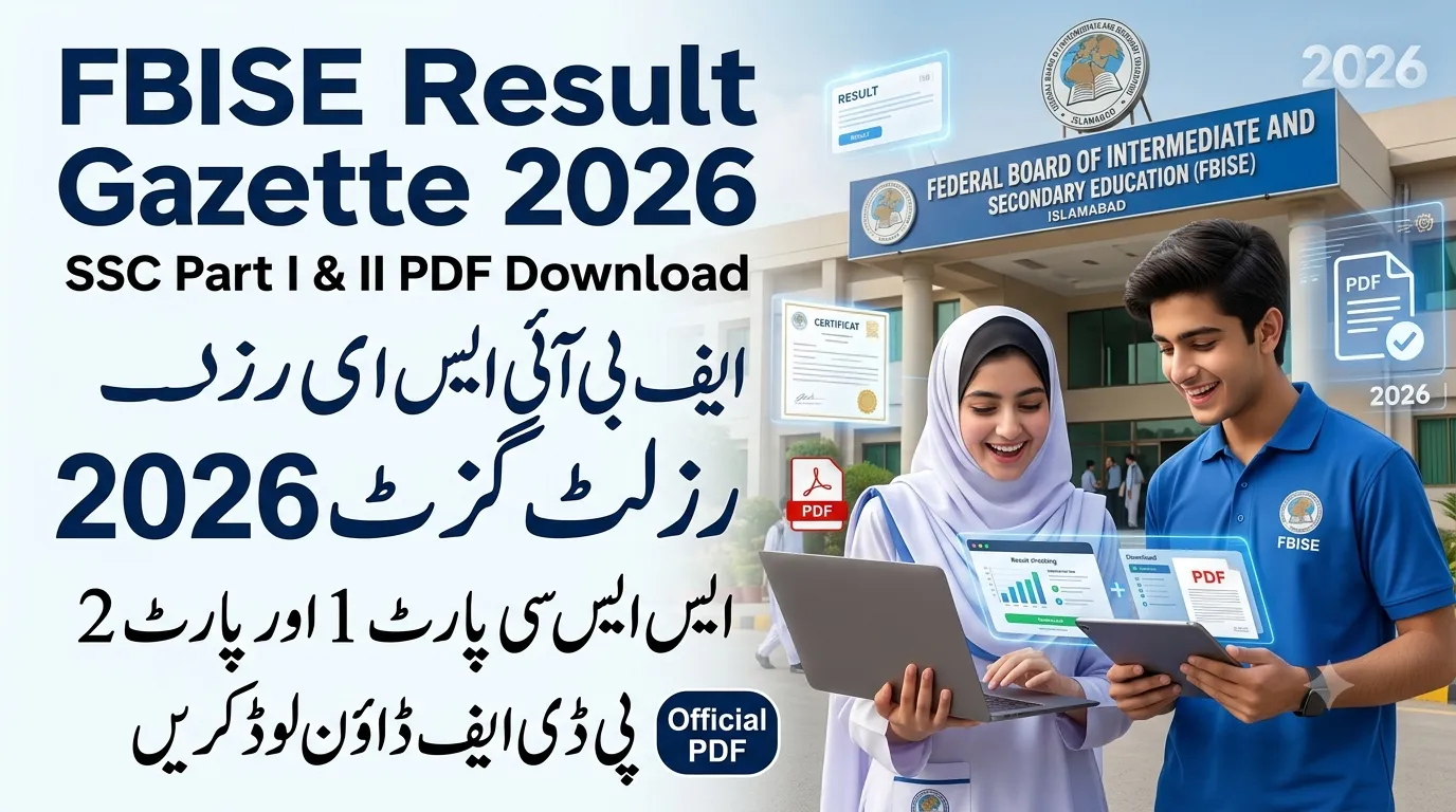 FBISE Result Gazette 2026 SSC Part 1 & Part 2