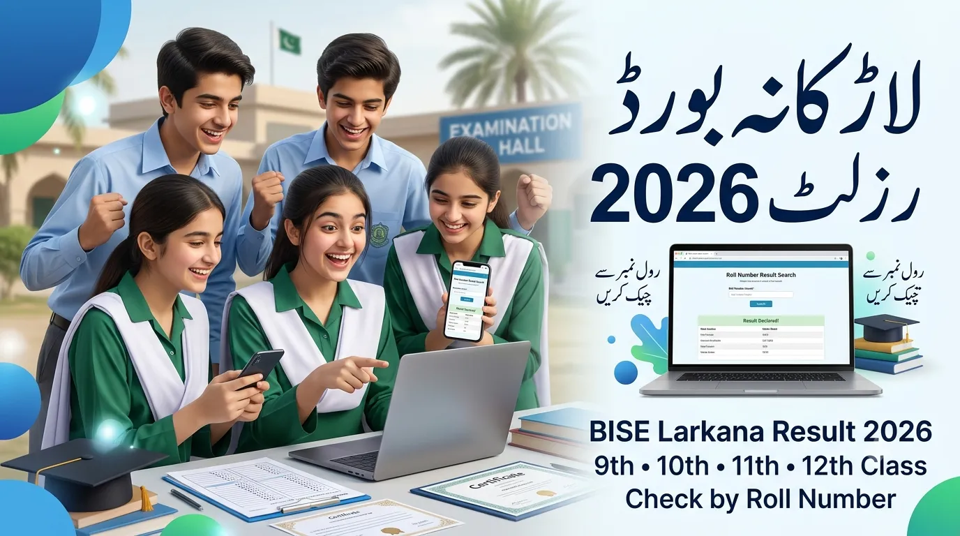 BISE Larkana Result 2026 By Roll Number | Check 9th, 10th, 11th & 12th Class Results Online