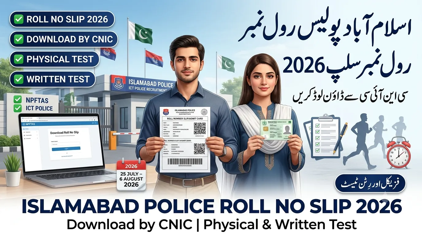 Islamabad Police Roll No Slip 2026 Download by CNIC Physical & Written Test Date