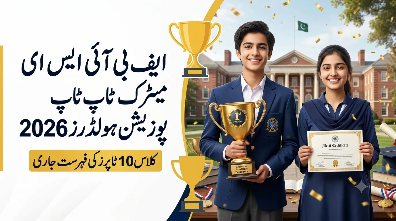 FBISE SSC Part-II Top Position Holders 2026 Class 10 Toppers List Announced