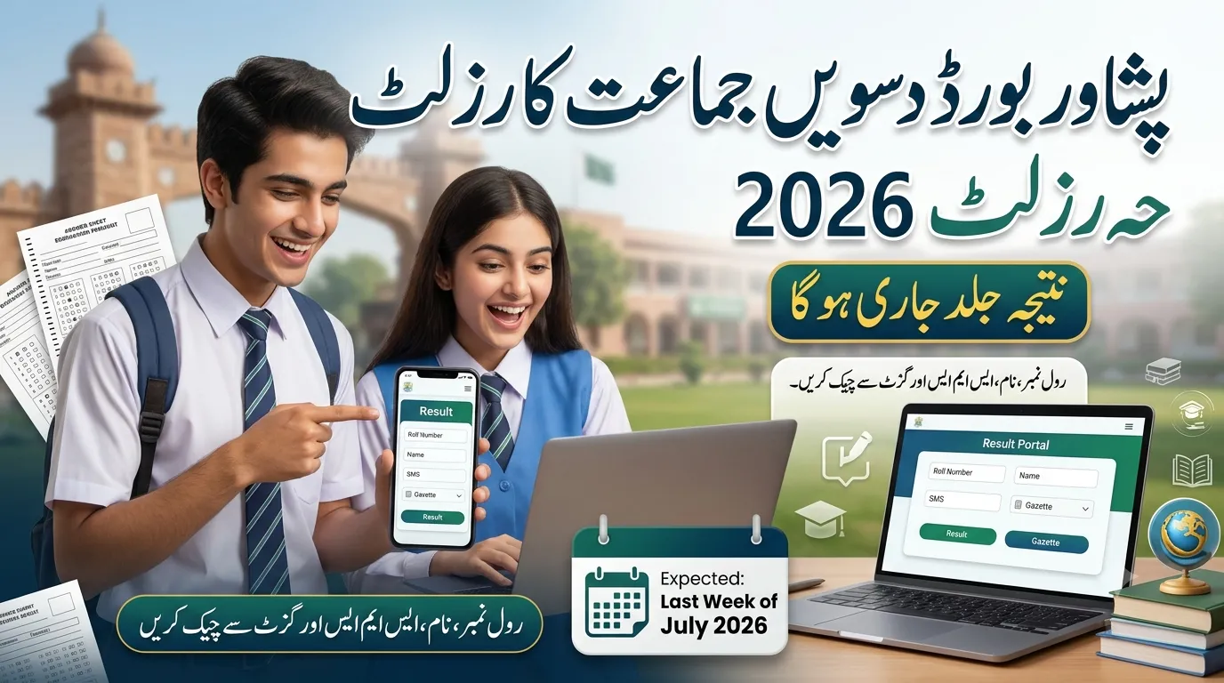 Result of 10th Class 2026 Peshawar Board by Roll Number, Name, SMS & Gazette