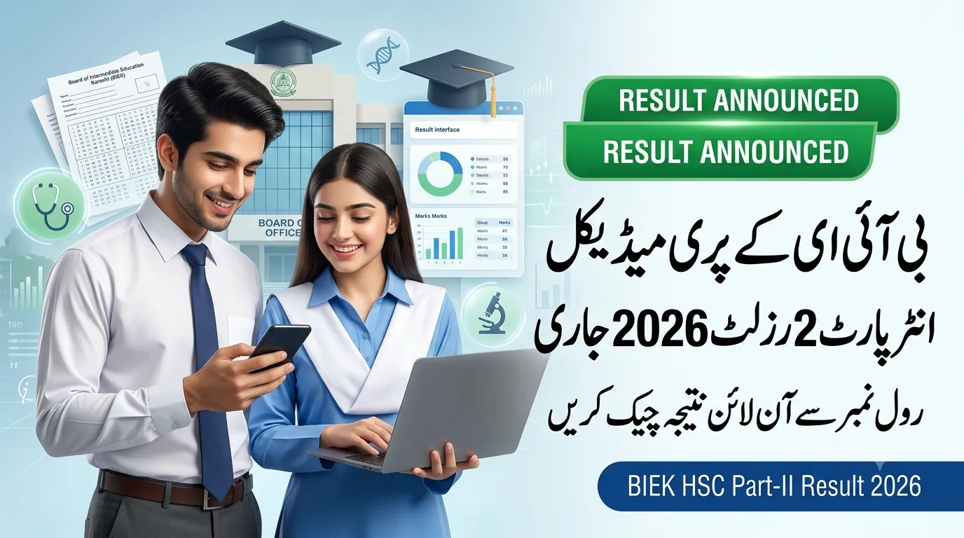BIEK HSC Part 2 Pre-Medical Result 2026 Announced Today – Check Karachi Board 12th Result Online