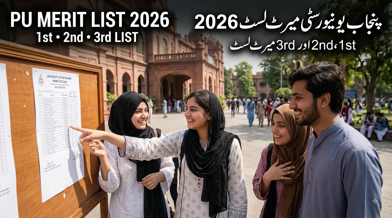 Punjab University Merit List 2026 – 1st, 2nd, 3rd List @pu.edu.pk