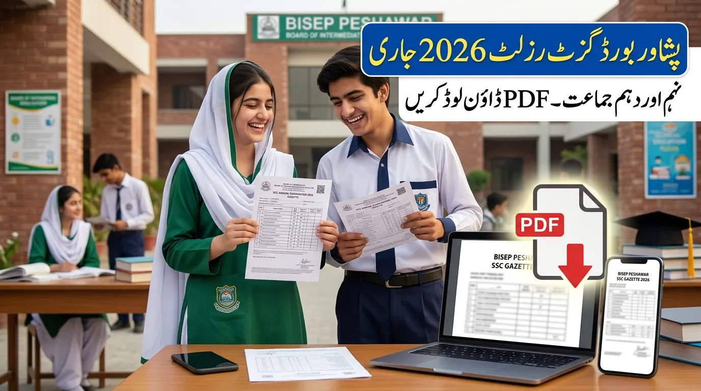 BISEP Peshawar Gazette Result 2026 PDF Download for Class 9 & 10 SSC Annual-I