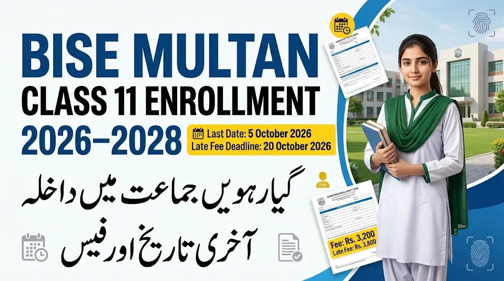 BISE Multan Class 11 Enrollment Schedule 2026-2028